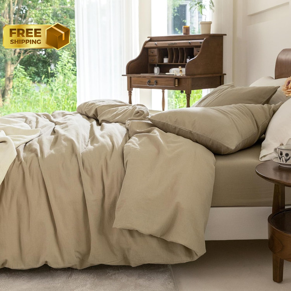 Duvet Cover Set 100% Washed Cotton 2 Pieces Bedding Set Twill Soft Cozy Twin/XL - Picture 3 of 6